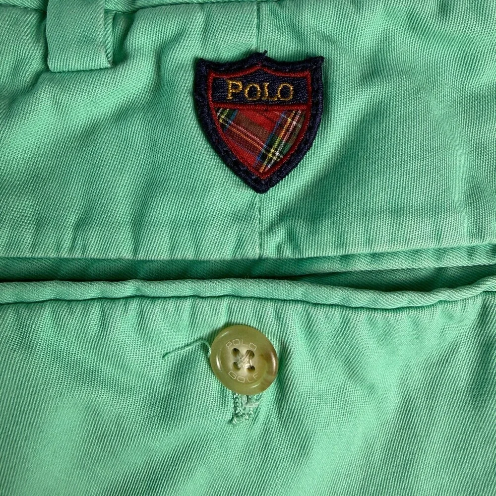Vintage Polo Golf Ralph Lauren Fairway Shorts Size 38 Mint Green Tartan Crest